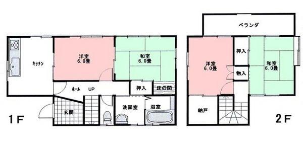 Floor plan. 6.8 million yen, 4DK, Land area 262.43 sq m , Building area 80.73 sq m