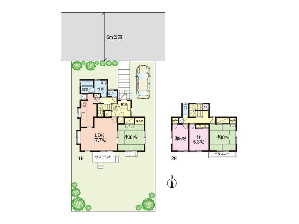 Floor plan. 12.8 million yen, 4LDK + S (storeroom), Land area 216.26 sq m , Floor plan of the building area 110.96 sq m Zenshitsuminami facing ideal, 17 Pledge of LDK and 8 quires of Japanese-style Tsuzukiai, If you take the wall of Japanese-style storage, Also placed directly from the front door.