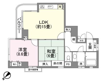 Floor plan. 2LDK, Price 5.5 million yen, Occupied area 71.55 sq m , Balcony area 5.99 sq m