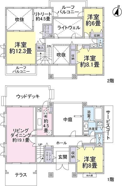 Floor plan. 46,800,000 yen, 4LDK, Land area 481.68 sq m , Building area 162.94 sq m 4LDK + Retreat type