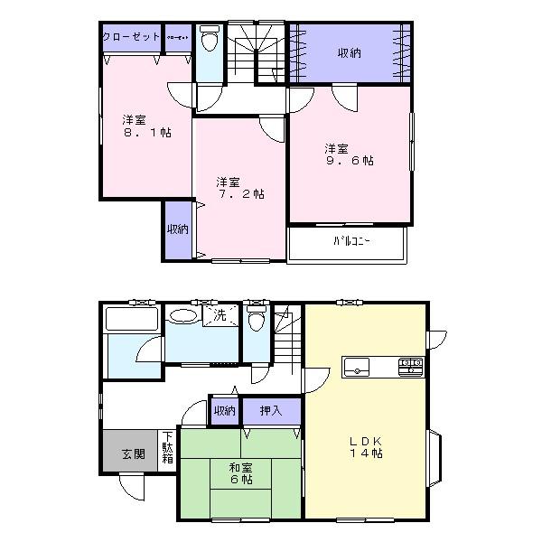 Floor plan. 18,800,000 yen, 4LDK, Land area 288.63 sq m , Building area 130 sq m