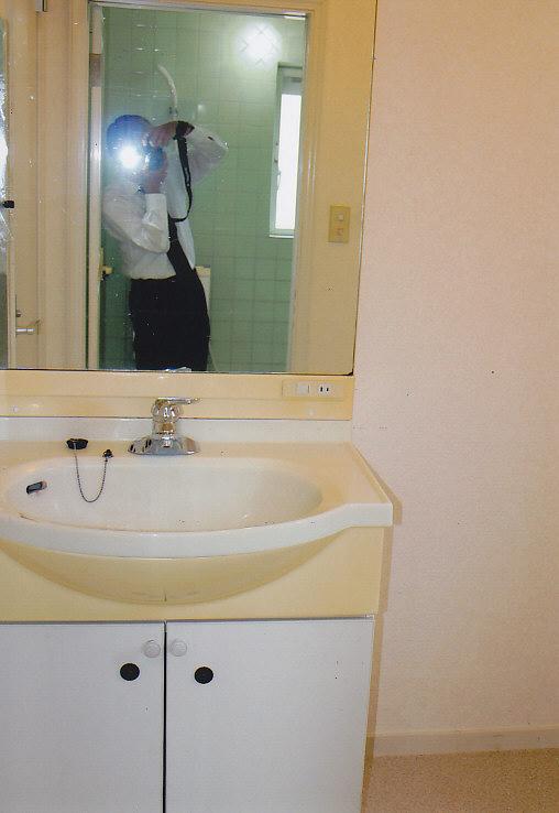 Wash basin, toilet. A little wash room of spread