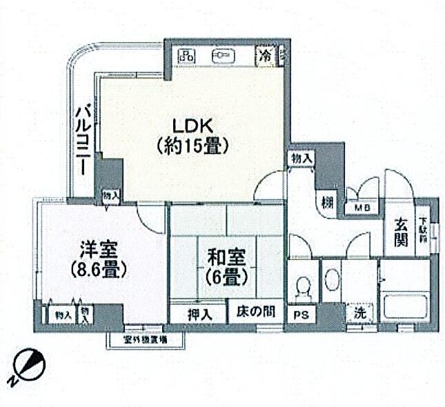 Floor plan. 2LDK, Price 4.8 million yen, Occupied area 71.55 sq m , Balcony area 5.99 sq m