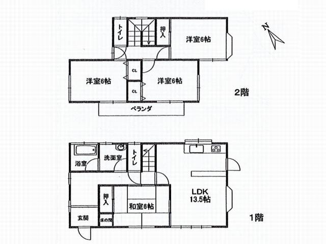 Floor plan. 9.5 million yen, 4LDK, Land area 215.55 sq m , Building area 96.88 sq m