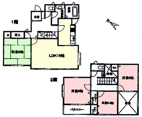 Floor plan. 18 million yen, 4LDK, Land area 193.81 sq m , Building area 113.44 sq m