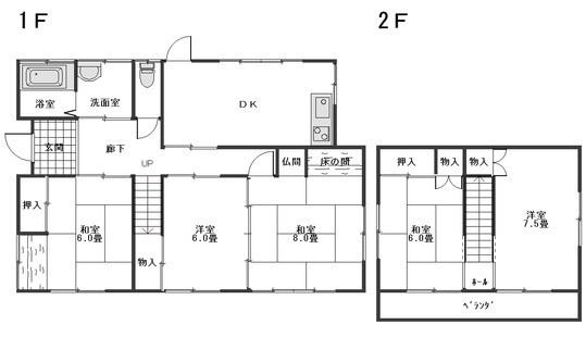Floor plan. 16,900,000 yen, 5DK, Land area 496.52 sq m , Building area 105.16 sq m 1978 month of August