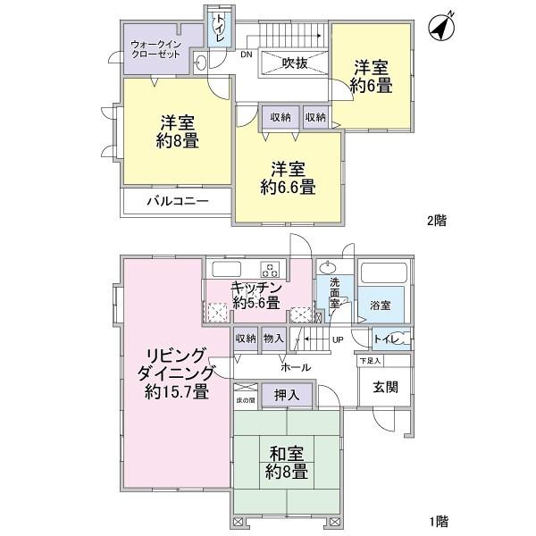 Floor plan. 15.8 million yen, 4LDK, Land area 180.75 sq m , Building area 121.77 sq m 4LD ・ K type