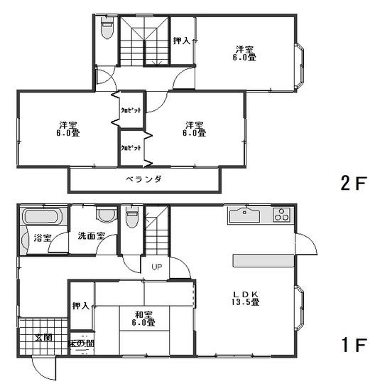 Floor plan. 9.5 million yen, 4LDK, Land area 215.55 sq m , Building area 96.88 sq m