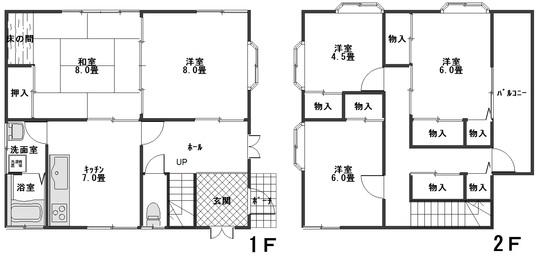 Floor plan. 7.5 million yen, 5DK, Land area 187.5 sq m , Building area 105.99 sq m
