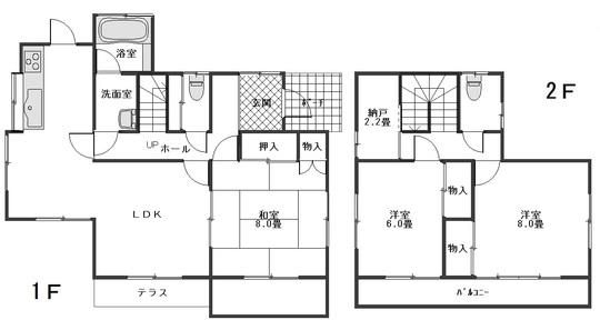 Floor plan. 8.8 million yen, 3LDK, Land area 198.4 sq m , Building area 98.54 sq m
