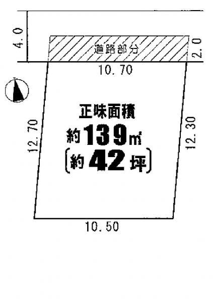 Compartment figure. Land price 11.6 million yen, Not violently safe road of land area 139 sq m car street! 