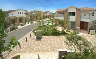 Sale already cityscape photo. The city wards providing a promenade of maple, Implement the urban development that is friendly to the safety that the separation of people and vehicles. (Cityscape photo June 2012 shooting Sale already compartment)