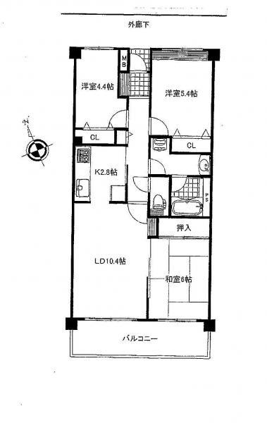 Floor plan. 3LDK, Price 9.8 million yen, Occupied area 69.57 sq m