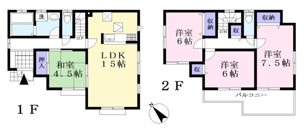 Floor plan. 24,800,000 yen, 4LDK, Land area 127.43 sq m , Building area 96.05 sq m 1 Building