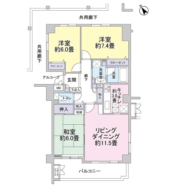 Floor plan. 3LDK, Price 17.3 million yen, Occupied area 79.84 sq m , Balcony area 10.32 sq m