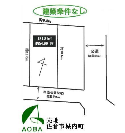 Compartment figure. Land price 9.5 million yen, Land area 181.81 sq m