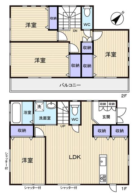 Floor plan. 24,800,000 yen, 4LDK, Land area 168.6 sq m , The building is the area 101.02 sq m 1F shutters with shutter