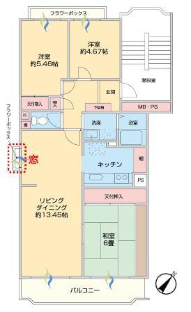 Floor plan. 3LDK, Price 6.4 million yen, Occupied area 73.06 sq m , Balcony area 7.46 sq m