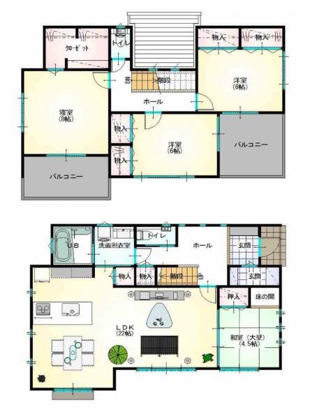 Floor plan. 35,300,000 yen, 4LDK+S, Land area 179.04 sq m , Building area 121.73 sq m