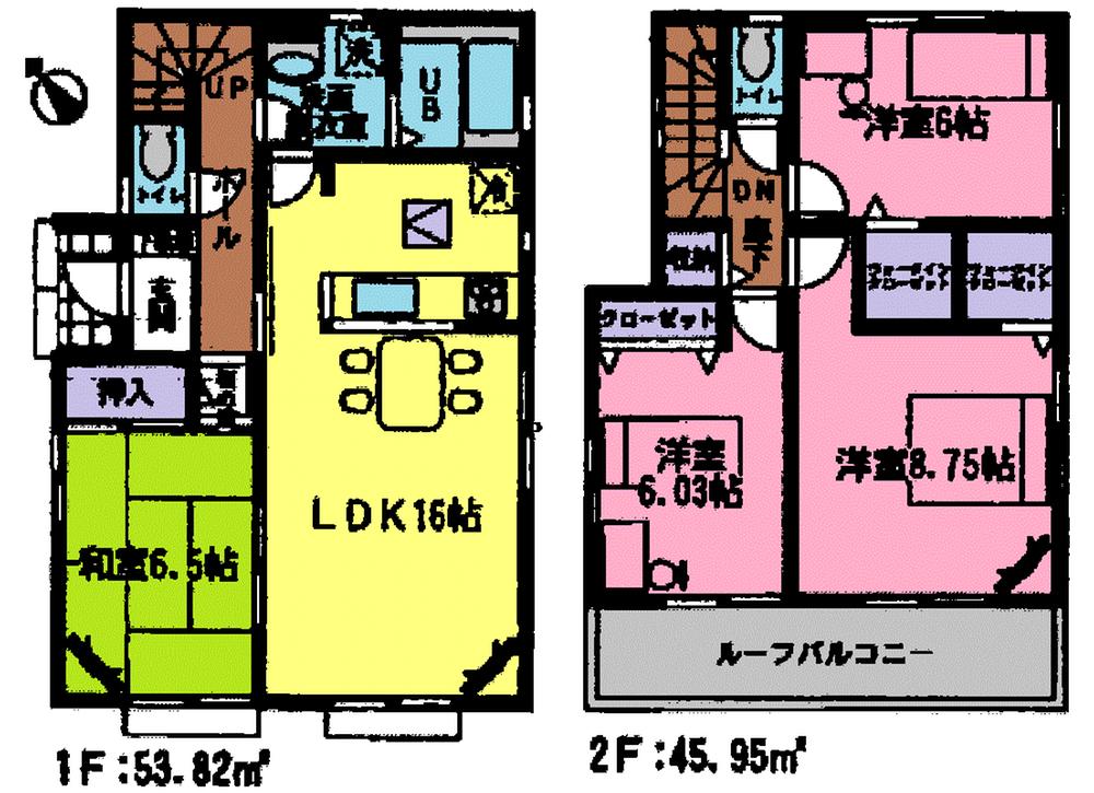 Floor plan. (Building 2), Price 22,900,000 yen, 4LDK+2S, Land area 168.27 sq m , Building area 99.77 sq m