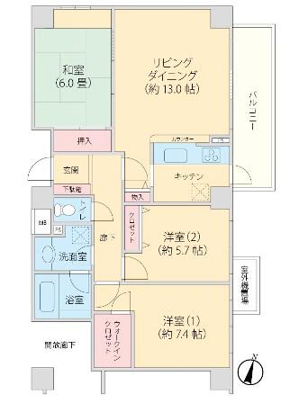 Floor plan. 3LDK + S (storeroom), Price 21,700,000 yen, Occupied area 80.71 sq m , Balcony area 8.73 sq m