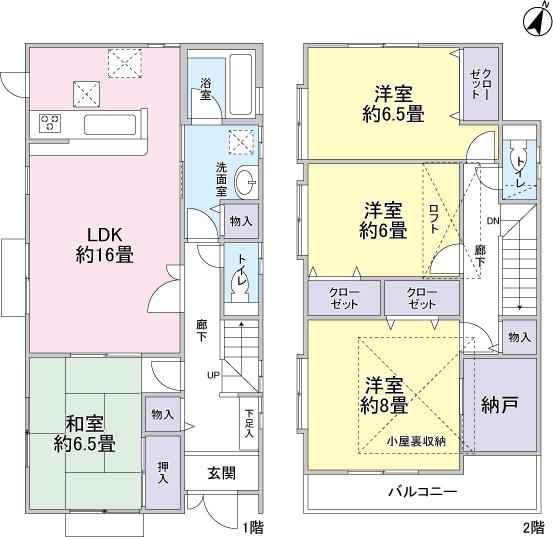 Floor plan. 22,800,000 yen, 4LDK, Land area 140.09 sq m , Building area 108.54 sq m Floor