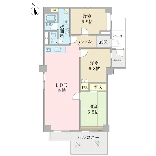 Floor plan. 3LDK, Price 5.8 million yen, Occupied area 86.78 sq m , Balcony area 18.08 sq m