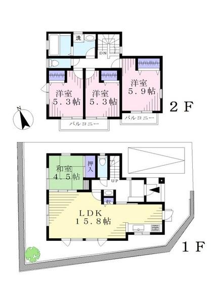 Floor plan. 16.8 million yen, 4LDK, Land area 108.04 sq m , Building area 93.36 sq m