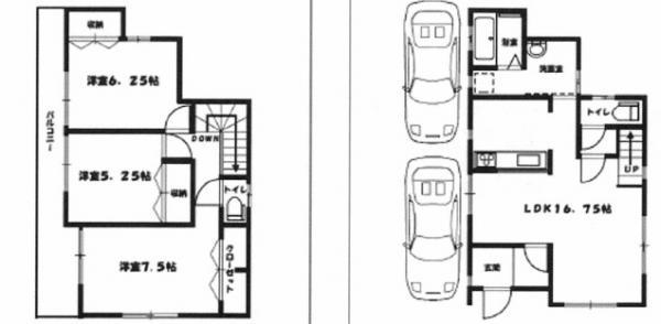 Floor plan. 22,800,000 yen, 3LDK, Land area 113.49 sq m , 1 building of living-in stairs gathering of the building area 89.42 sq m family