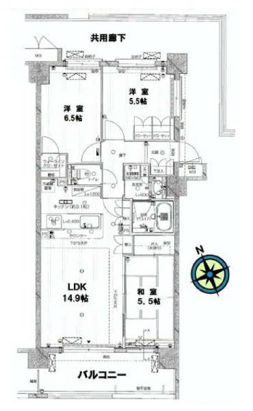 Floor plan. 3LDK, Price 13.8 million yen, Footprint 69.6 sq m , Balcony area 11.02 sq m