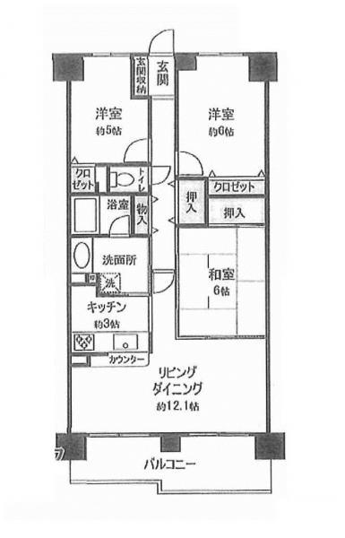 Floor plan. 3LDK, Price 15.5 million yen, Occupied area 74.11 sq m , Warm floor plan of the balcony area 10.79 sq m south-facing balcony.