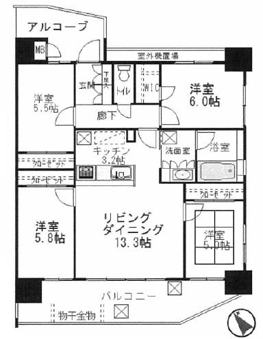 Floor plan. 4LDK, Price 21.9 million yen, Occupied area 87.53 sq m , Balcony area 15.22 sq m open-minded corner room!