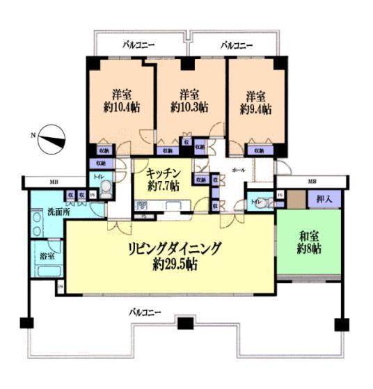 Floor plan. 4LDK, Price 43,800,000 yen, Footprint 168.67 sq m , Balcony area 65.07 sq m