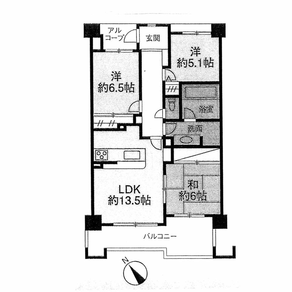 Floor plan. 3LDK, Price 19,800,000 yen, Footprint 75.8 sq m , Balcony area 12.45 sq m