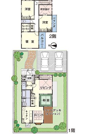 Plan example of a case in which built a 4LDK to No.18 (floor plan) land area / 166.00 sq m  Land price / 12 million yen building area / 108.06 sq m  Building price / 18,800,000 yen ※ While the outside structure is included in the building price, Planting are not included in the building price. Also, The appearance of the left and right ・ It is a different plan with the indoor photo