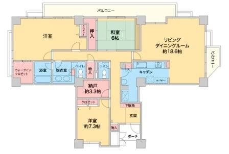 Floor plan. 3LDK + S (storeroom), Price 28.8 million yen, Footprint 140.74 sq m , Balcony area 20.21 sq m footprint 140 sq m more than