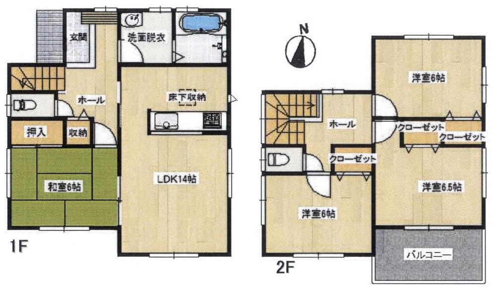 Floor plan. (1 Building), Price 21,800,000 yen, 4LDK, Land area 107.96 sq m , Building area 96.05 sq m