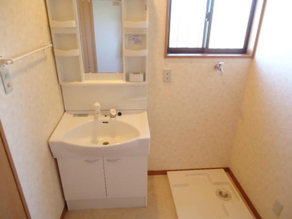 Wash basin, toilet. Bright wash room
