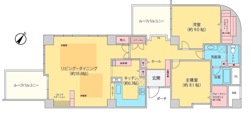 Floor plan. 2LDK + 2S (storeroom), Price 45,500,000 yen, Footprint 123.17 sq m , Balcony area 22.09 sq m   ■ 123 sq m of the room , Bright room at the top floor corner lot