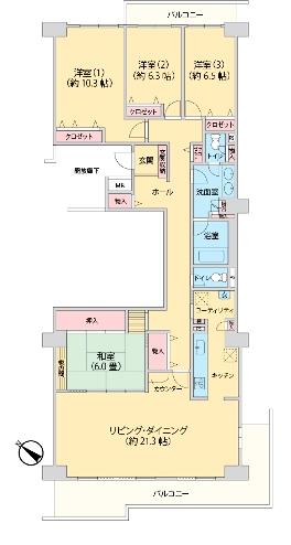 Floor plan. 4LDK, Price 29.5 million yen, Footprint 141.63 sq m , Balcony area 18.86 sq m footprint 140 sq m more than the breadth of a masterpiece
