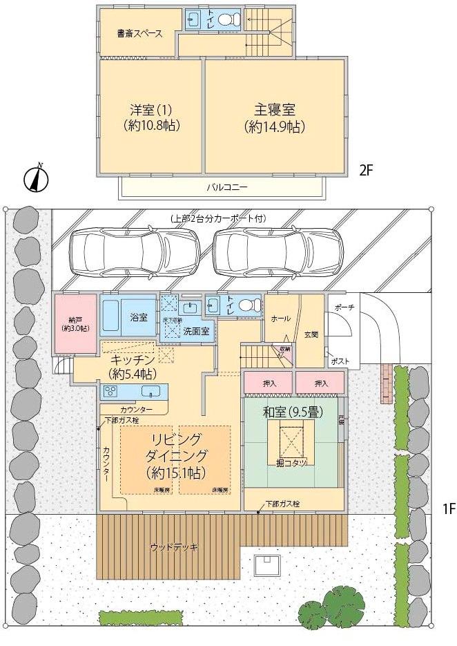 Floor plan. 42,800,000 yen, 4LDK + S (storeroom), Land area 218.14 sq m , Building area 141.15 sq m land about 65 square meters, Building about 42 square meters! This commitment custom home ☆