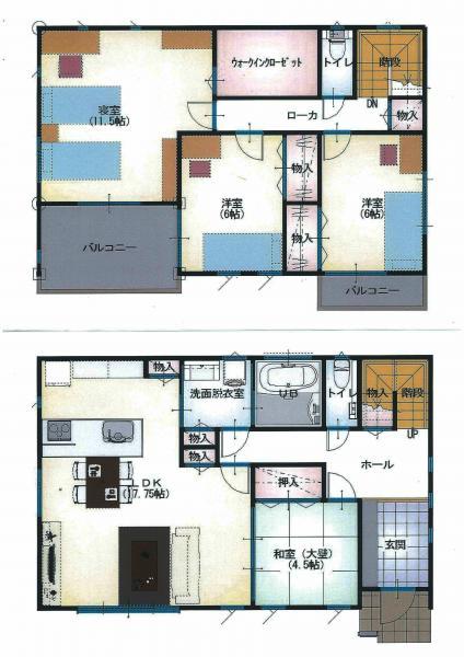 Floor plan. 34,800,000 yen, 4LDK, Land area 141 sq m , Building area 120.06 sq m