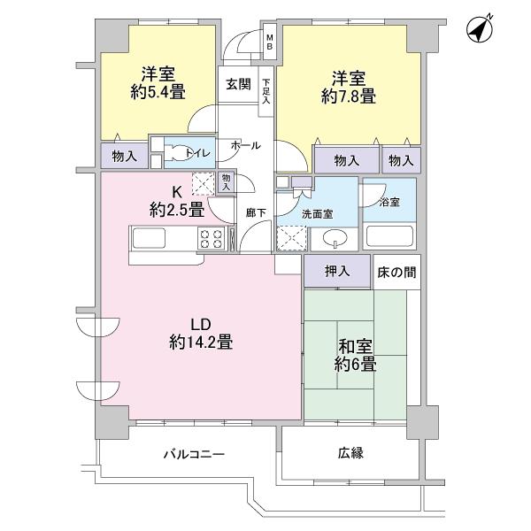 Floor plan. 3LDK, Price 12.3 million yen, Occupied area 90.21 sq m , Balcony area 11.05 sq m floor plan