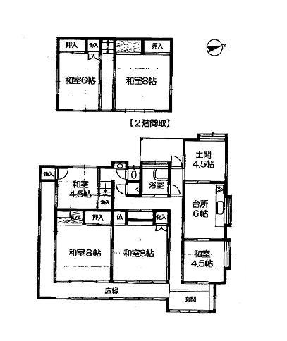 Floor plan. 24,800,000 yen, 6K, Land area 638.96 sq m , Building area 138.94 sq m