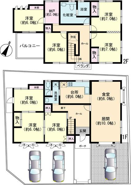 Floor plan. 33,800,000 yen, 7LDK, Land area 251.06 sq m , Building area 170.45 sq m