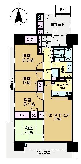 Floor plan. 4LDK, Price 19,800,000 yen, Occupied area 88.04 sq m , Optimal 4LDK southwest angle room even on the balcony area 18.95 sq m family Good per yang!