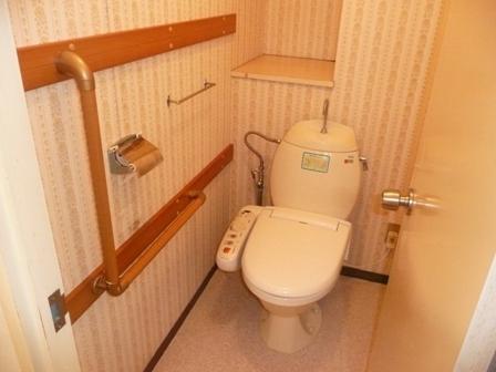 Toilet. Equipped with a handrail in the place you want in life