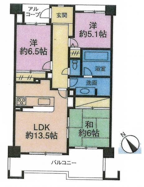 Floor plan. 3LDK, Price 19,800,000 yen, Footprint 75.8 sq m