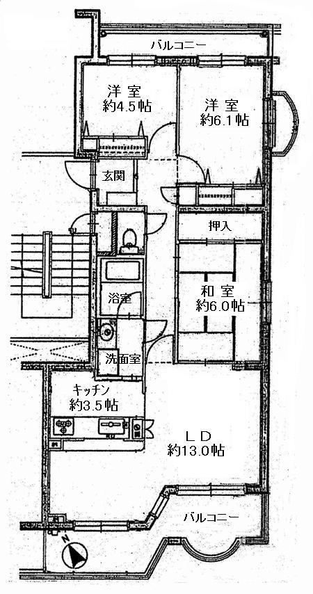 Floor plan. 3LDK, Price 9.3 million yen, Occupied area 75.93 sq m , Balcony area 15.62 sq m