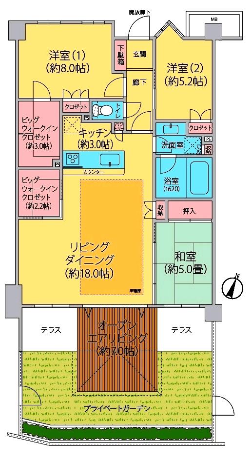 Floor plan. 3LDK, Price 21.9 million yen, Occupied area 90.35 sq m , Balcony area 18.05 sq m